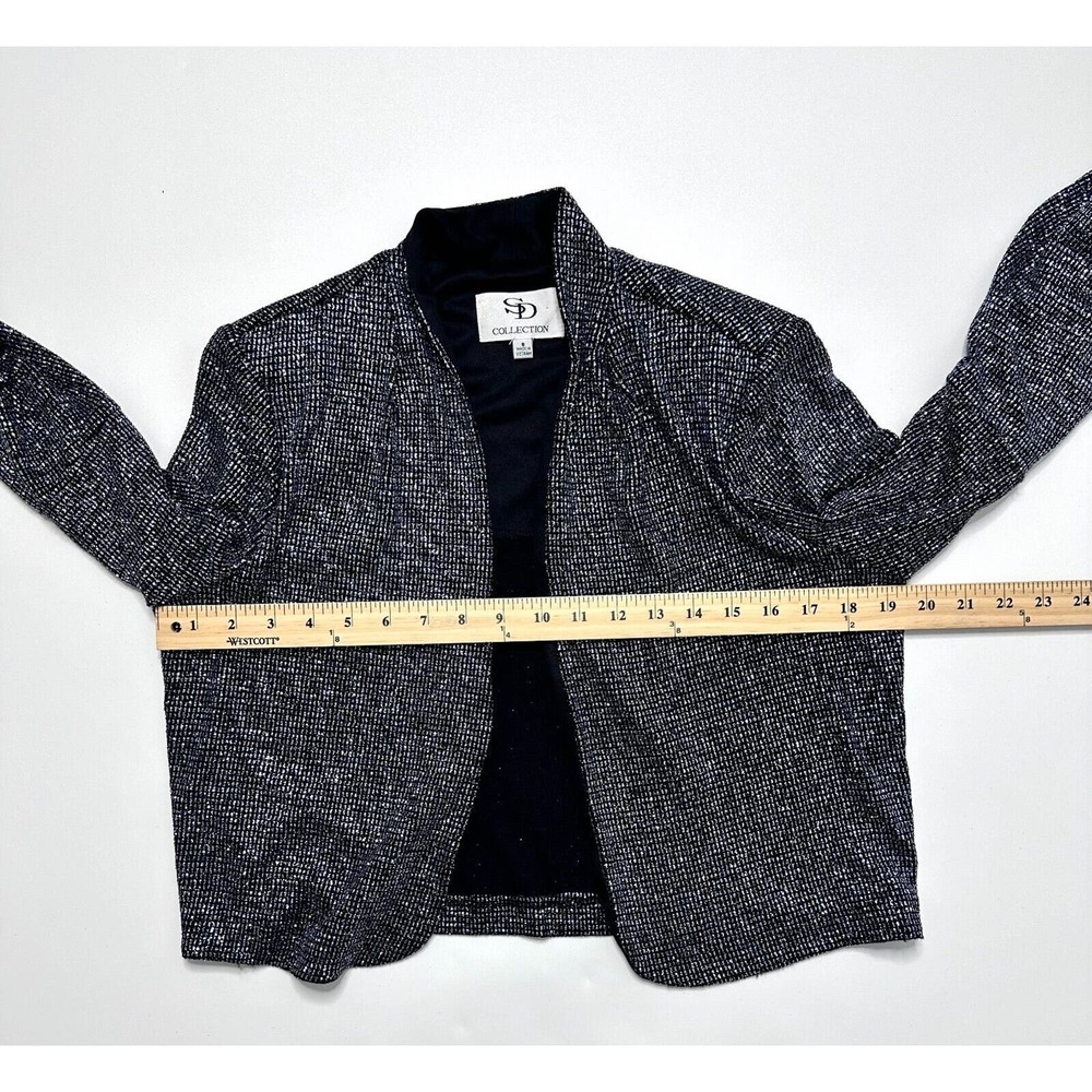 SD Collection Women's Black Shimmer Metallic Glitter Blazer Unstructured Size 8 - Picture 7 of 8